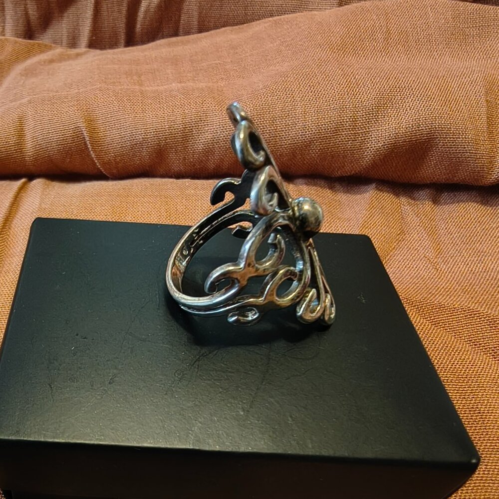 Solid Sterling Silver Scroll Work Ring Ati Mexico - image 4